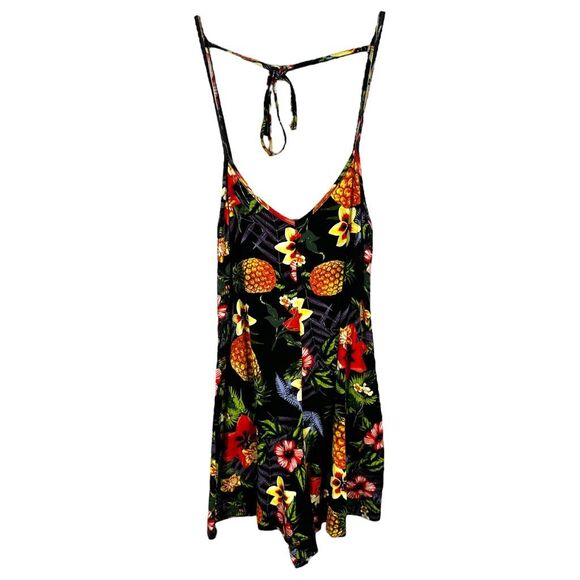 ASOS Size 4 Romper Tropical Print Floral Pineapples Mini Knit V Neck Stretch 623 - Picture 7 of 7